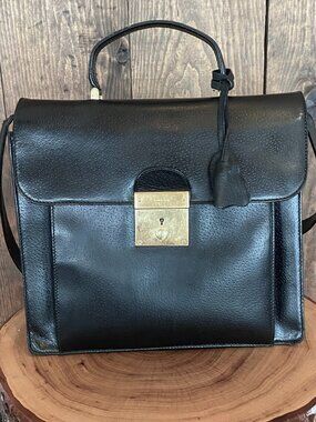 Authentic Vintage Gucci Black Leather Hand Bag and Original Dust Bag
